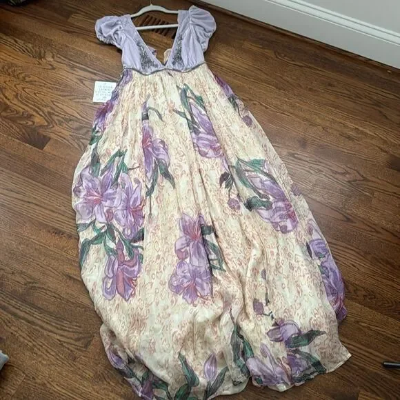 Free People Colette Velvet Embellished Sequins Embroidered Maxi Dress size  8 - www.electromagz.com